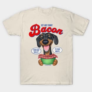 Dachshund Hot and Yummy Bacon T-Shirt